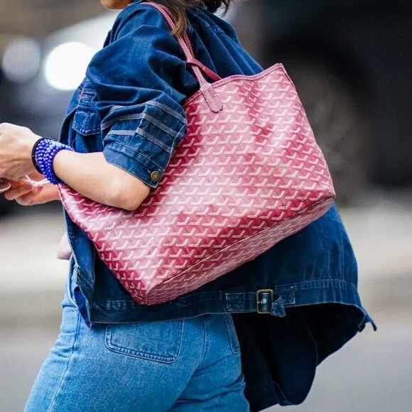 RARE Authentic Goyard Goyardine Saint Louis PM Red Shoulder Tote Bag & Pouch - Picture 4 of 16